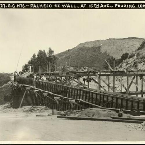 [Golden Gate Heights - Pacheco Street wall at 15th Avenue - pouring concrete]