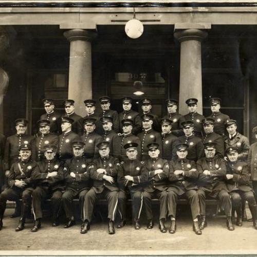 [Group photo of police officers at Mission Police Station, 17th and Harrison streets]