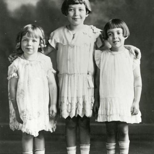[Gertrude, Anne and Sally posing for studio photo in 1929]