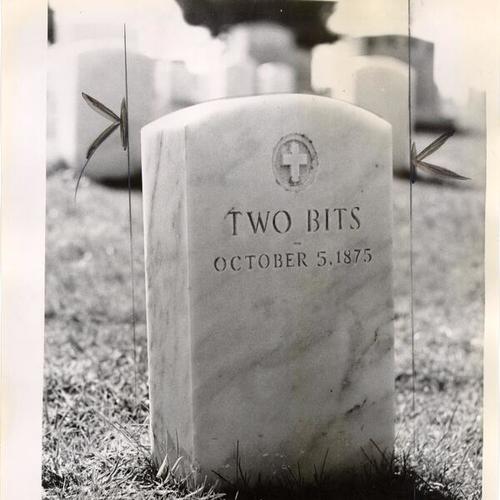 [Gravestone of "Two Bits" at National Cemetery in the Presidio]