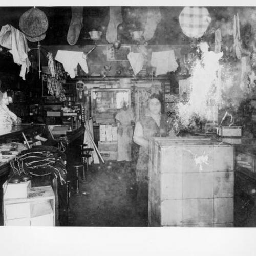[Interior of a variety store on Leland Avenue in Visitacion Valley]