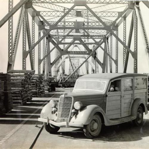 [Automobile used by engineers to inspect progress of construction on the San Francisco-Oakland Bay Bridge]