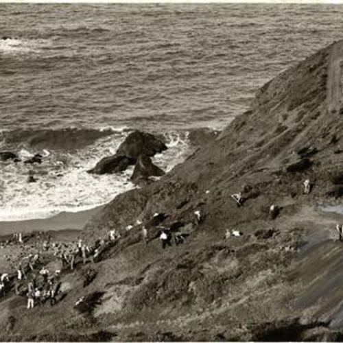 [Group of people working on the land at Lands End]