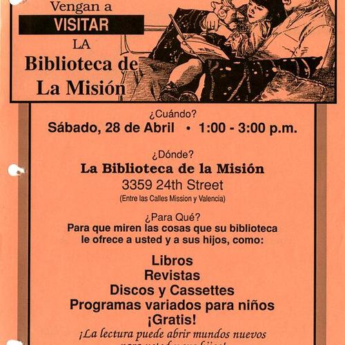 Padres Vengan a Visitar..., program poster, n.d. (Spanish)