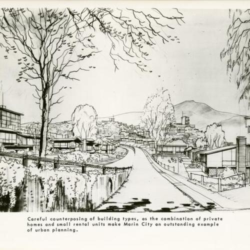 [Architectural drawing of Marin City redevelopment]