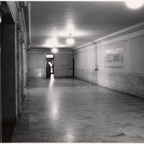 [Corridor displaying directory sign in Old Hall of Justice]