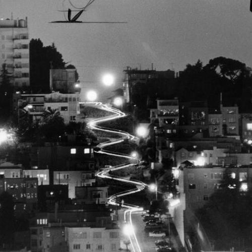 [Lombard Street Hill at night]