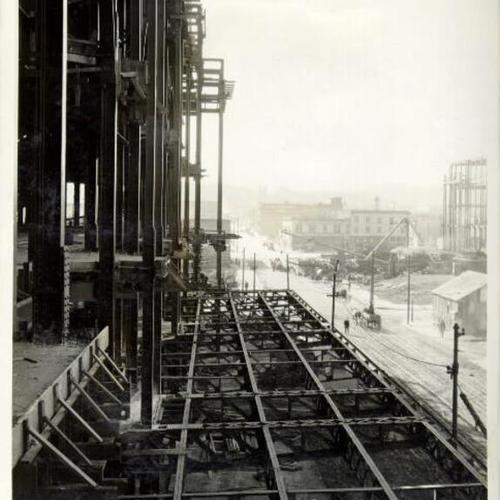 [Construction of San Francisco Civic Auditorium - frame of marquise]