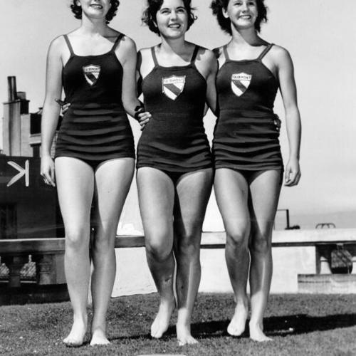 [Fairmont Hotel swimmers Peggy McWood, Jane Higgins and Helen Crlenkovich]