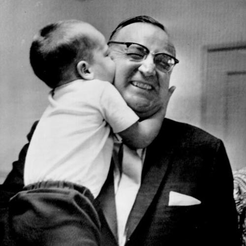 [Edmund G. (Pat) Brown receiving a hug and a kiss from his Grandson, Charles Casey]