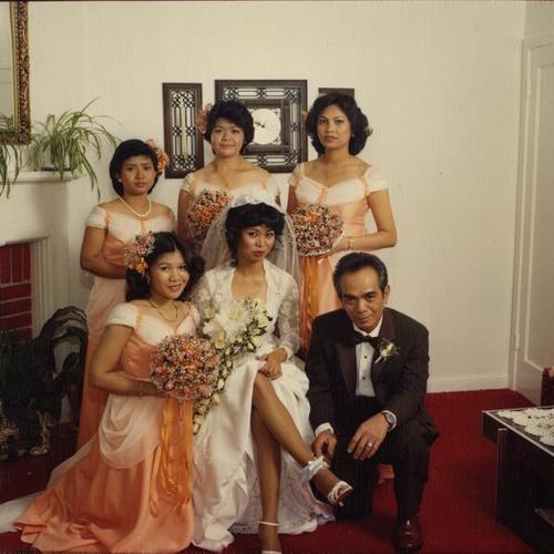 [Almerita with her friends and father on her wedding day]