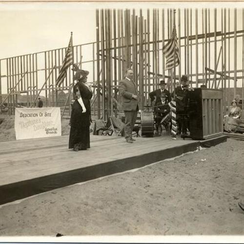 [Band playing at dedication of site of Neptune's Daughters, Panama-Pacific International Exposition]