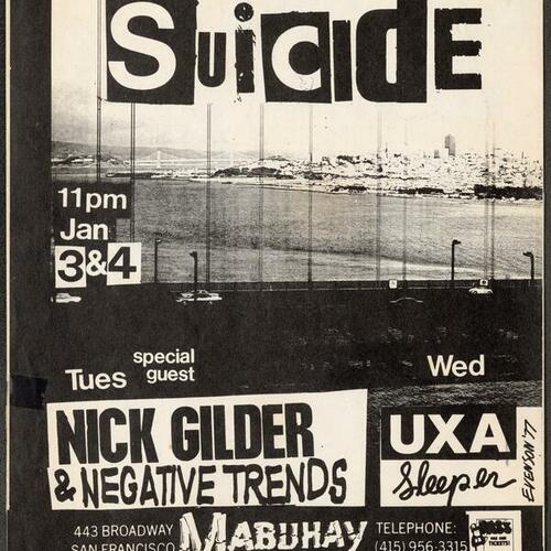 Suicide with Nick Gilder, Negative Trends, UXA, and the Sleepers at the Mabuhay Gardens, 1978