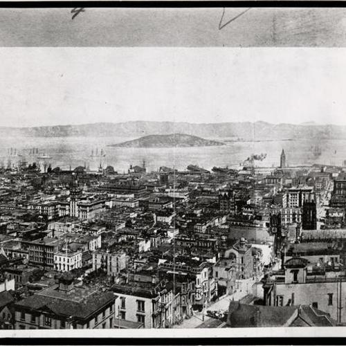 [View of San Francisco, looking east with Yerba Buena Island in distance]