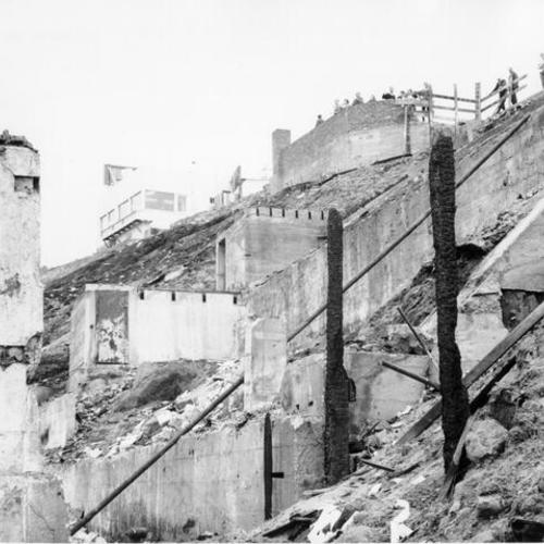 [Exterior of Sutro Baths in ruins after the fire]