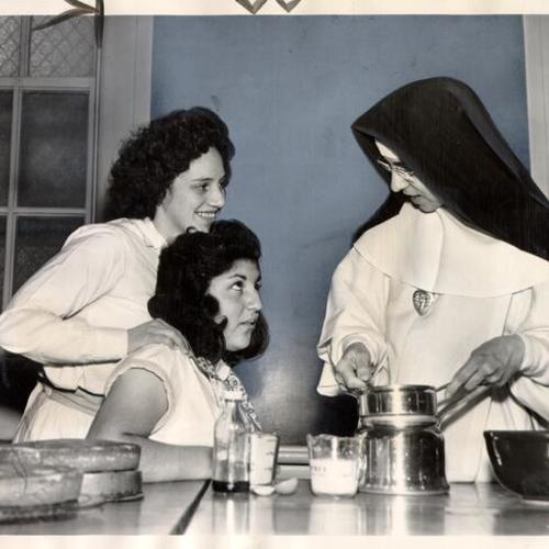 [Sister Mary Berchmans teaching a cooking class at the Home of the Good Shepherd]