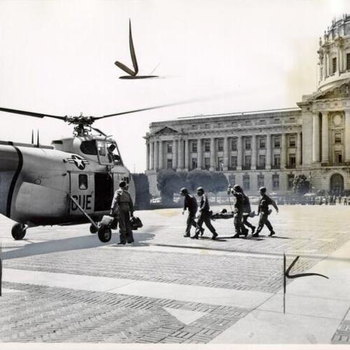 [Helicopter rescue at the Civic Center]