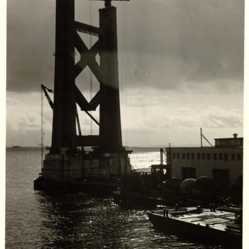 [Construction of  tower on the western side of the San Francisco-Oakland Bay Bridge]