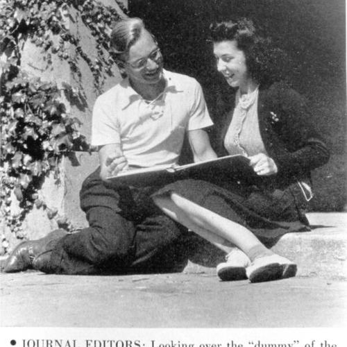 [Hilmar Cann and Marge Dormody, editors of the Mission Journal at Mission High School]