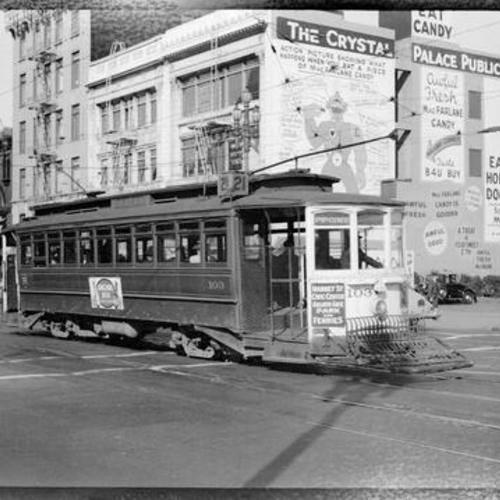 [Market and Grove streets looking southeast at outbound #21 car 103 crossing Eighth Street]