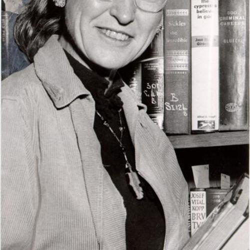 [Librarian Edith Gould at the Main Library]