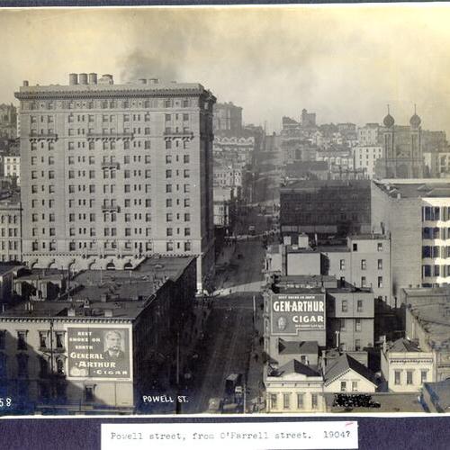 Powell street, from O'Farrell street. 1904?