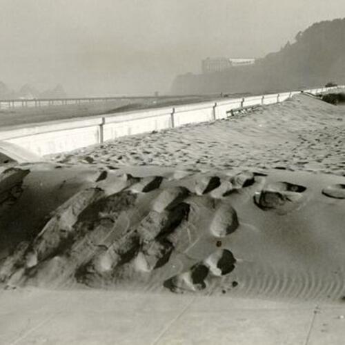[Sand covering Ocean Beaches walkway]