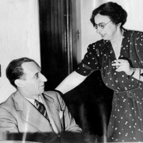 [Harry Bridges being consoled by his attorney Carol King]
