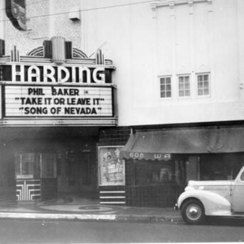 [Exterior of the Harding Theater]