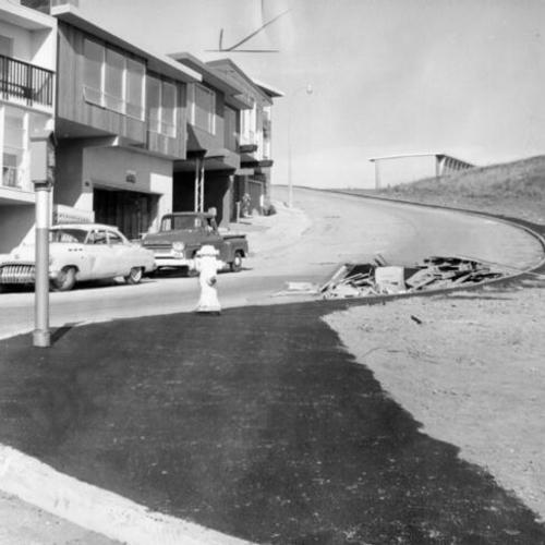 [Amber Street, sidewalk paving complete, Oct. 8, 1963]