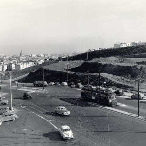 [View of Geary Boulevard at Presidio Avenue, facing southeast]