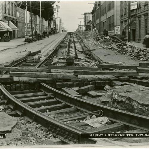 [Track reconstruction at Haight and Stanyan streets]