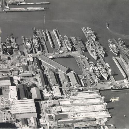 [Aerial view of Bethlehem Steel Company's San Francisco shipyard]