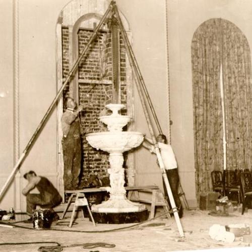 [Construction of a fountain at the Women's Building]