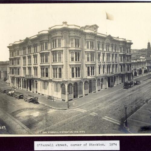 O'Farrell street, corner of Stockton. 1874