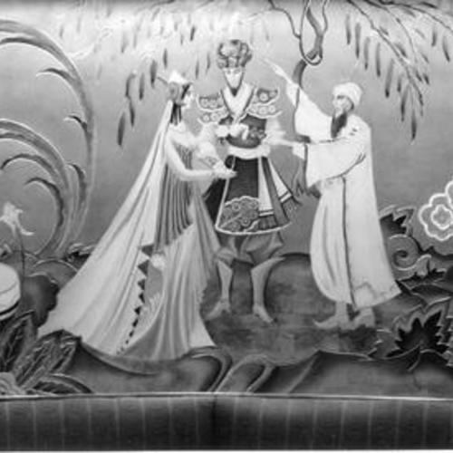 [Mural at Sir Francis Drake Hotel lounge by A.B. Heinsbergen]
