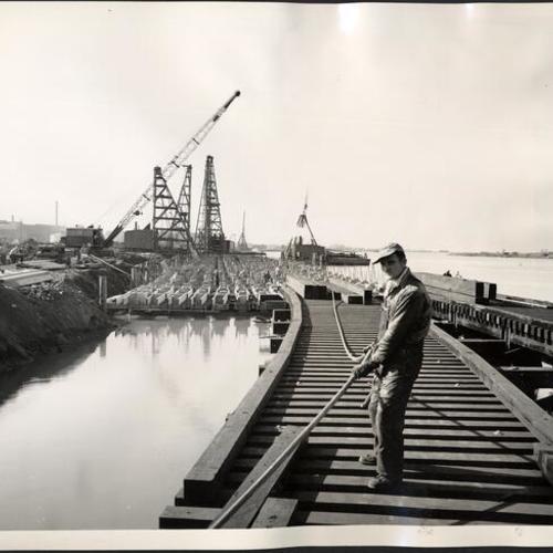 [Construction of a concrete dock at Pittsburg Works of Columbia Steel Company]