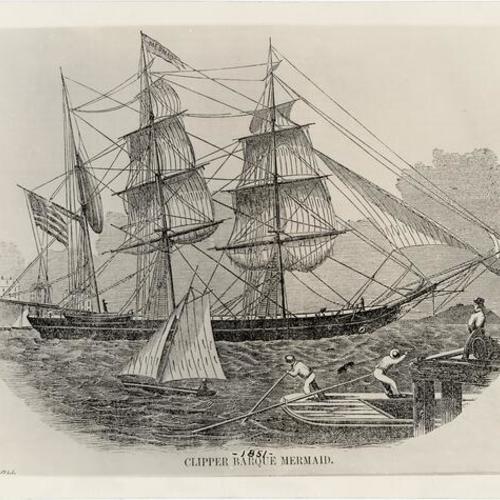 [Drawing of Clipper Barque Mermaid, 1851]