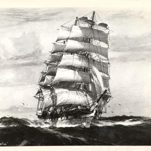 [Painting of clipper ship "Thessalus"]