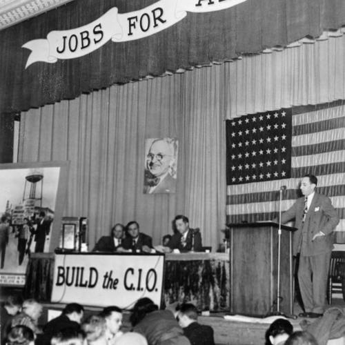 [Harry Bridges addressing the Eighth Annual State Convention of the Congress of Industrial Organizations]