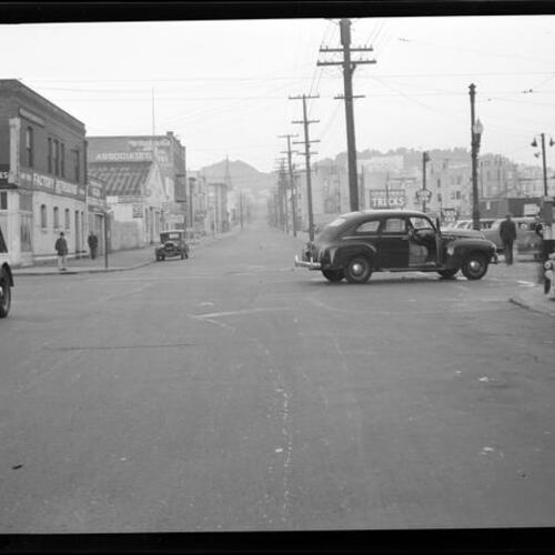 [Scene of an automobile accident on 15th Street and Valencia Street]