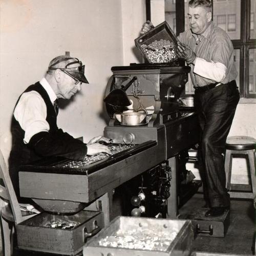 [Employees A. Oulihan and P. Gibbon working at the U. S. Mint in San Francisco]