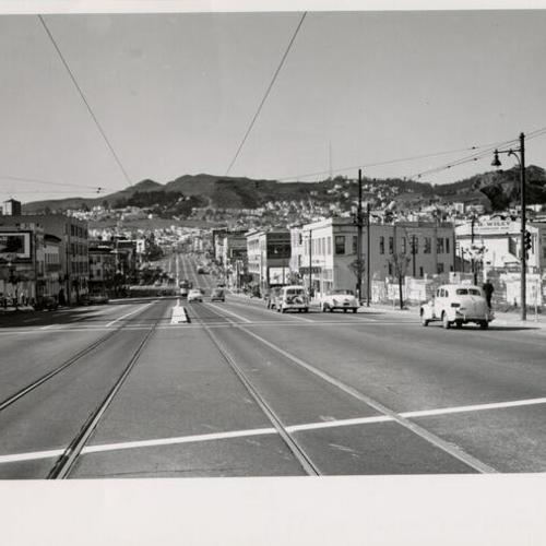 [View of Twin Peaks from Market and Dolores streets]