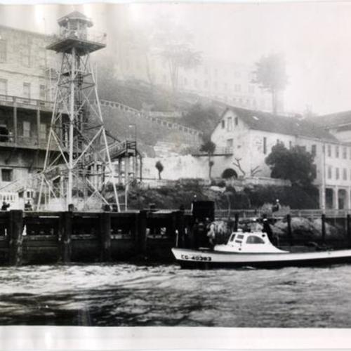 [Coast Guard boat aiding in the search for a convict who escaped from Alcatraz Prison]