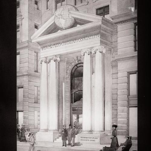Y. M. C. A. building entrance rendering at Golden Gate Avenue