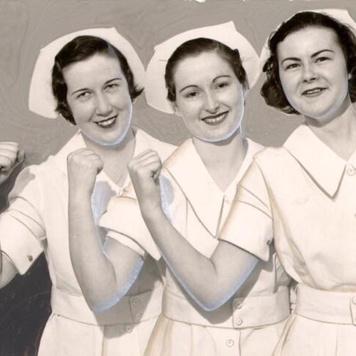 [Three unidentified graduates of Mary's Help School of Nursing]