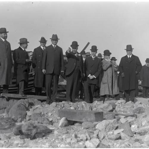 Mayor James Rolph (Center) with others at construction site