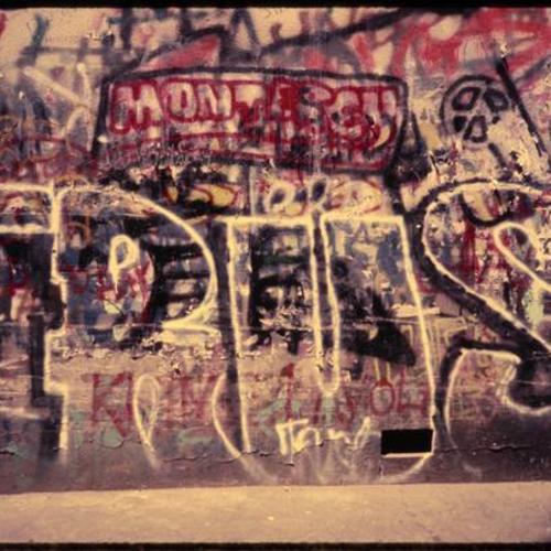 Wall covered with graffiti