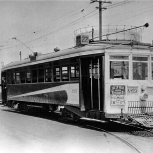 [Market Street Railway Company line 22 streetcar at 3rd and 23rd streets]