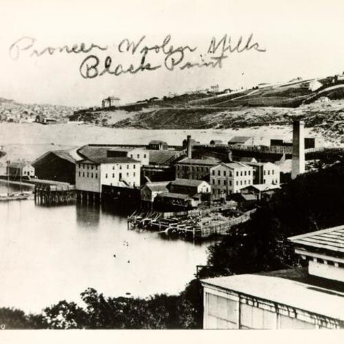 [View of Pioneer Woolen Mills at Black Point from foot of Van Ness Avenue]